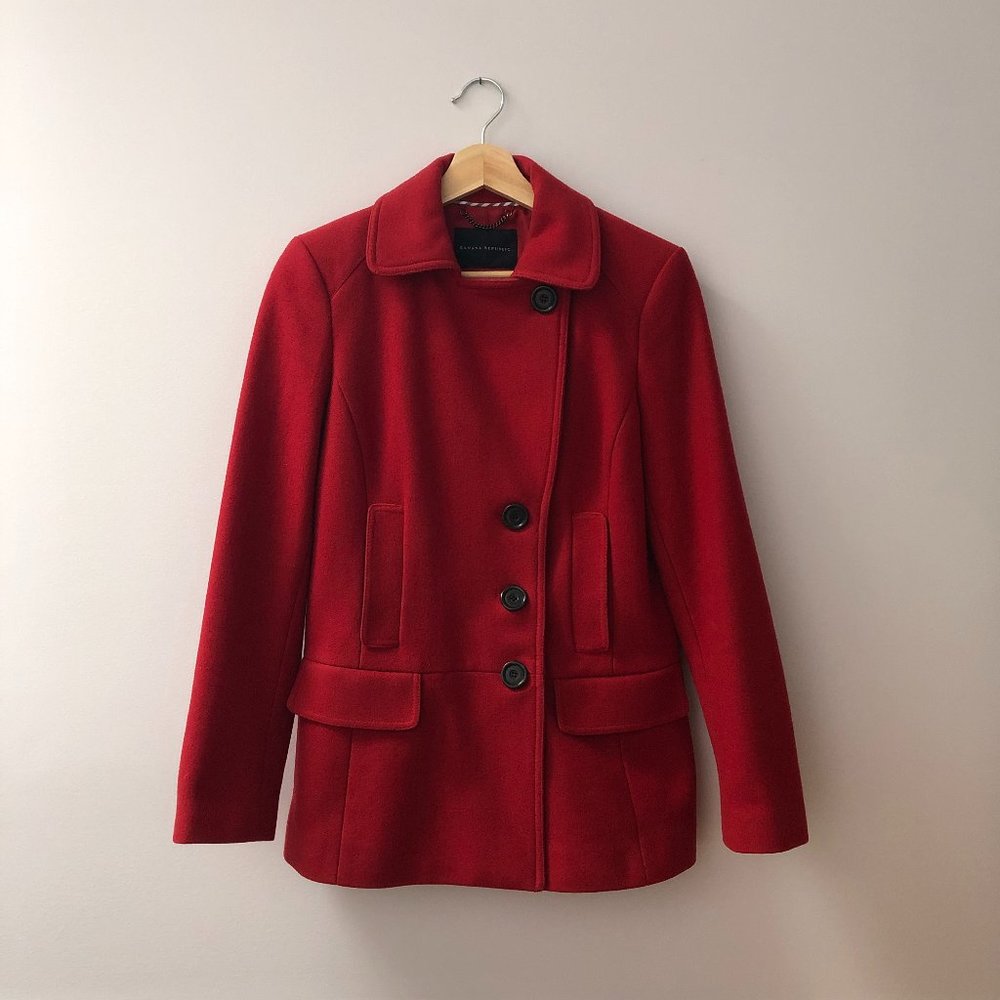 Banana Republic cherry red wool peacoat (S)
